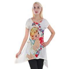 Cupid - Vintage Short Sleeve Side Drop Tunic by Valentinaart