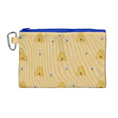 Bee Pattern Canvas Cosmetic Bag (large) by Valentinaart