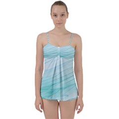 Blue Texture Seawall Ink Wall Painting Babydoll Tankini Set by Nexatart