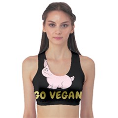 Go Vegan - Cute Pig Sports Bra by Valentinaart