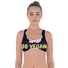 Go Vegan - Cute Pig Got No Strings Sports Bra by Valentinaart