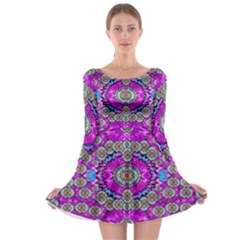 Spring Time In Colors And Decorative Fantasy Bloom Long Sleeve Skater Dress by pepitasart