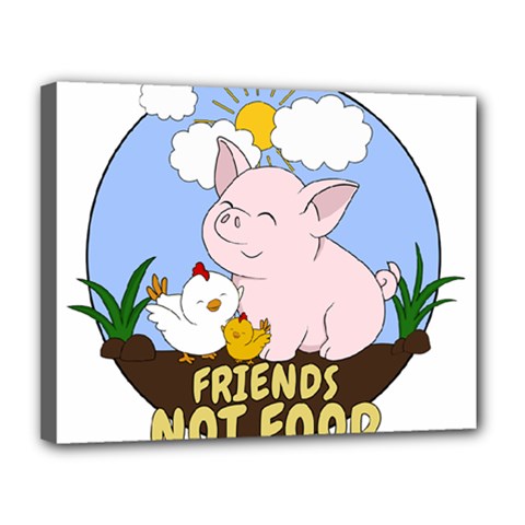 Friends Not Food - Cute Pig And Chicken Canvas 14  X 11  by Valentinaart