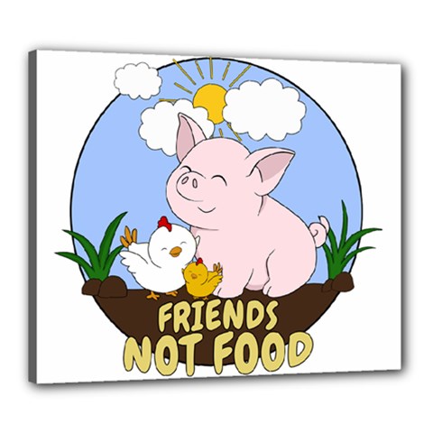 Friends Not Food - Cute Pig And Chicken Canvas 24  X 20  by Valentinaart