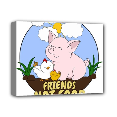 Friends Not Food - Cute Pig And Chicken Deluxe Canvas 14  X 11  by Valentinaart