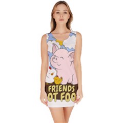 Friends Not Food - Cute Pig And Chicken Bodycon Dress by Valentinaart