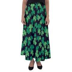 St  Patricks Day Clover Pattern Flared Maxi Skirt by Valentinaart