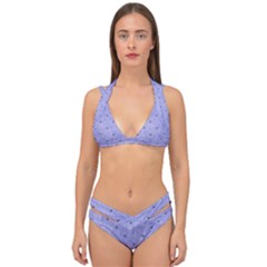 Dot Blue Double Strap Halter Bikini Set by snowwhitegirl