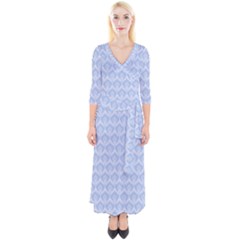 Damask Light Blue Quarter Sleeve Wrap Maxi Dress by snowwhitegirl