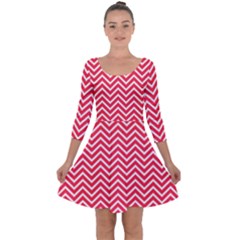 Red Chevron Quarter Sleeve Skater Dress by snowwhitegirl