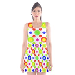 Multicolored Circles Motif Pattern Scoop Neck Skater Dress by dflcprints