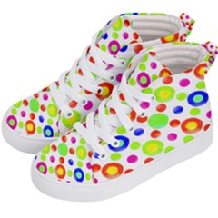 Multicolored Circles Motif Pattern Kid s Hi-top Skate Sneakers by dflcprints