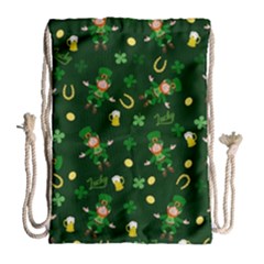 St Patricks Day Pattern Drawstring Bag (large) by Valentinaart