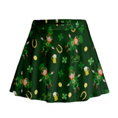 St Patricks Day Pattern Mini Flare Skirt by Valentinaart