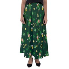 St Patricks Day Pattern Flared Maxi Skirt by Valentinaart