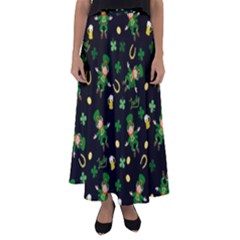 St Patricks Day Pattern Flared Maxi Skirt by Valentinaart