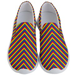 Gay Pride Flag Rainbow Chevron Stripe Men s Lightweight Slip Ons by PodArtist