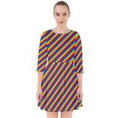 Gay Pride Flag Candy Cane Diagonal Stripe Smock Dress by PodArtist