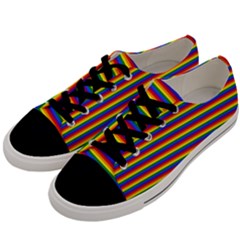 Horizontal Gay Pride Rainbow Flag Pin Stripes Men s Low Top Canvas Sneakers by PodArtist