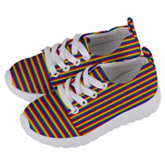 Horizontal Gay Pride Rainbow Flag Pin Stripes Kids  Lightweight Sports Shoes by PodArtist