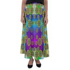 Celtic Mosaic With Wonderful Flowers Flared Maxi Skirt by pepitasart