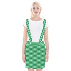  White Shamrocks On Green St  Patrick s Day Ireland Braces Suspender Skirt by PodArtist