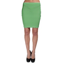 White Heart-shaped Clover On Green St  Patrick s Day Bodycon Skirt by PodArtist