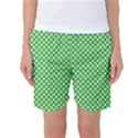 White Heart-Shaped Clover on Green St. Patrick s Day Women s Basketball Shorts View1