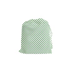 Green Heart-shaped Clover On White St  Patrick s Day Drawstring Pouches (small)  by PodArtist