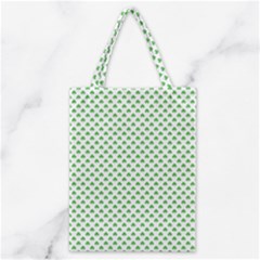 Green Heart-shaped Clover On White St  Patrick s Day Classic Tote Bag by PodArtist