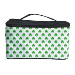 Green Heart-shaped Clover On White St  Patrick s Day Cosmetic Storage Case by PodArtist