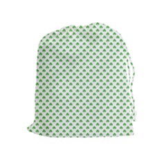 Green Heart-shaped Clover On White St  Patrick s Day Drawstring Pouches (extra Large) by PodArtist