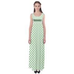 Green Heart-shaped Clover On White St  Patrick s Day Empire Waist Maxi Dress by PodArtist