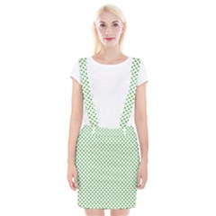 Green Heart-shaped Clover On White St  Patrick s Day Braces Suspender Skirt by PodArtist