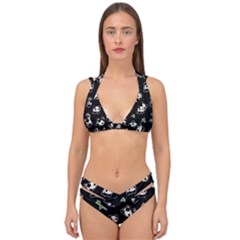 Panda Pattern Double Strap Halter Bikini Set by Valentinaart