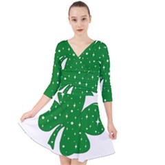 Sparkly Clover Quarter Sleeve Front Wrap Dress by Valentinaart