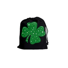 Sparkly Clover Drawstring Pouches (small)  by Valentinaart