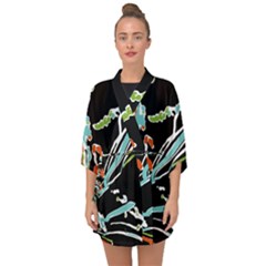 Multicolor Abstract Design Half Sleeve Chiffon Kimono by dflcprints