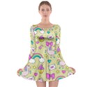 Cute Unicorn Pattern Long Sleeve Skater Dress View1