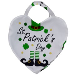 St Patricks Leprechaun Giant Heart Shaped Tote by Valentinaart