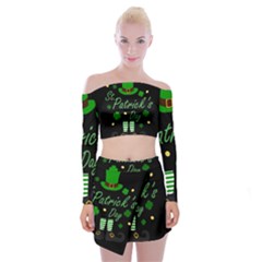 St Patricks Leprechaun Off Shoulder Top With Mini Skirt Set by Valentinaart