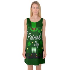 St Patricks Leprechaun Sleeveless Satin Nightdress by Valentinaart