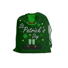 St Patricks Leprechaun Drawstring Pouches (large)  by Valentinaart