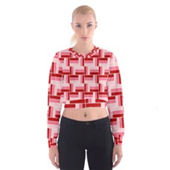 Pink Red Burgundy Pattern Stripes Cropped Sweatshirt by Nexatart