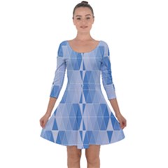 Blue Monochrome Geometric Design Quarter Sleeve Skater Dress by Nexatart