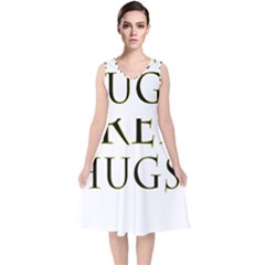 Freehugs V-neck Midi Sleeveless Dress  by cypryanus