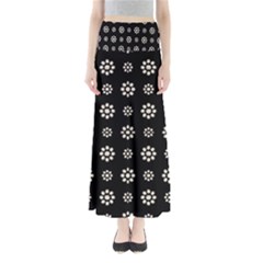 Dark Stylized Floral Pattern Full Length Maxi Skirt by dflcprints