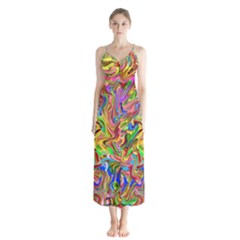 Colorful-2 Button Up Chiffon Maxi Dress by ArtworkByPatrick