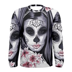 Day Of The Dead Sugar Skull Men s Long Sleeve Tee by StarvingArtisan