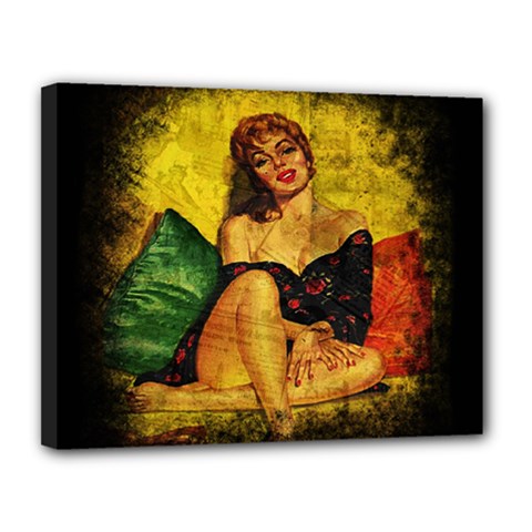 Pin Up Girl  Canvas 14  X 11  by Valentinaart